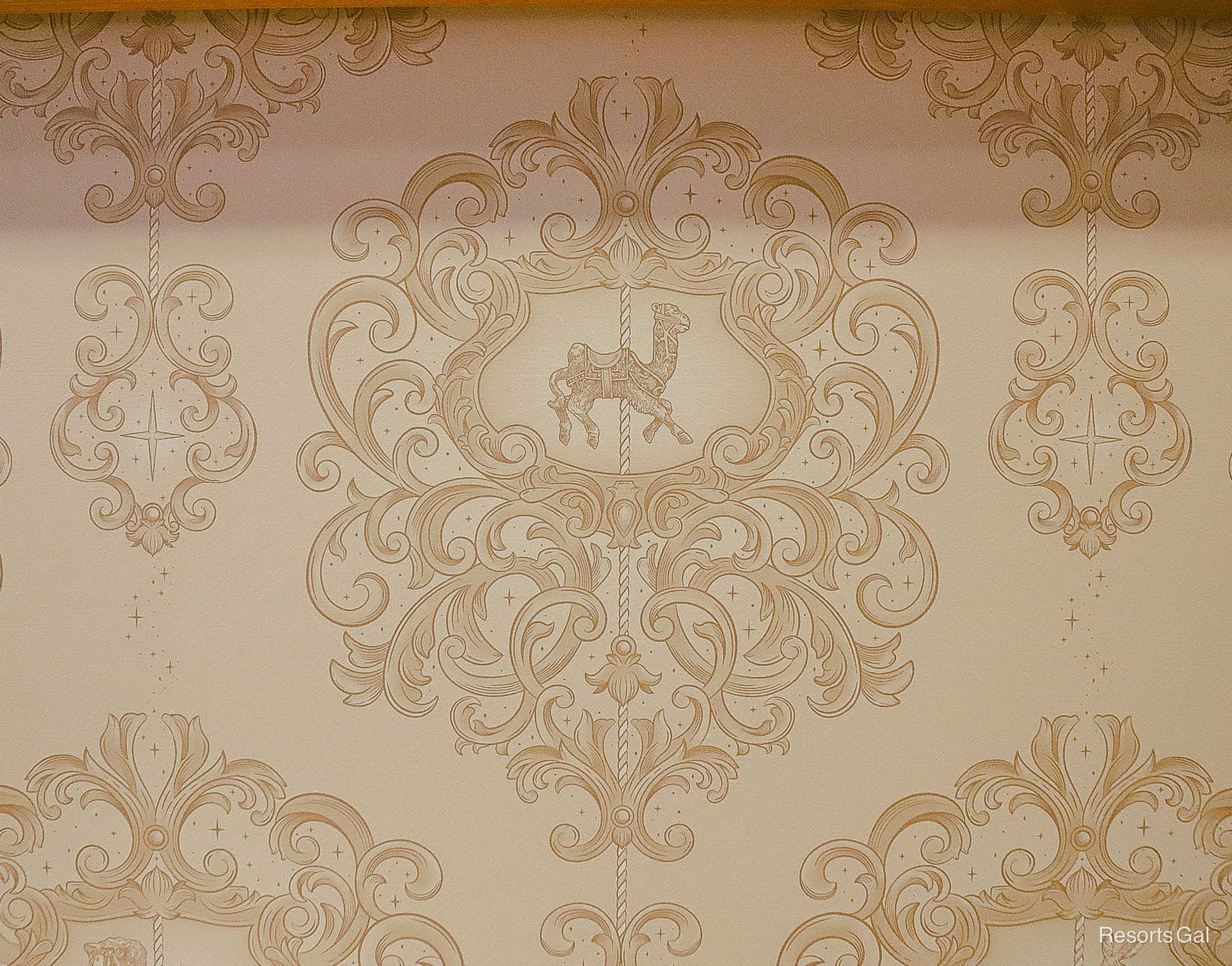 wallpaper with carousel horses and animals at 1900 Park Fare 