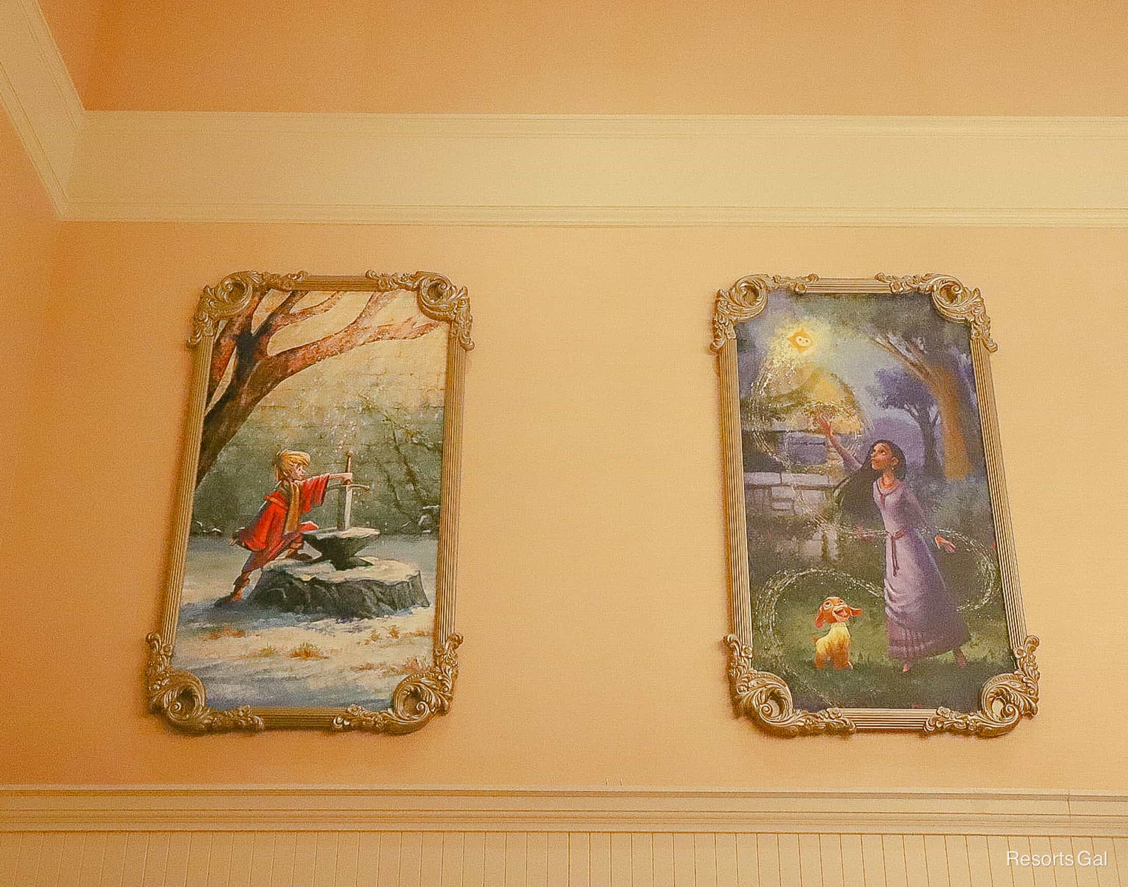 a portrait of The Sword and the Stone and Asha from Disney Wish 