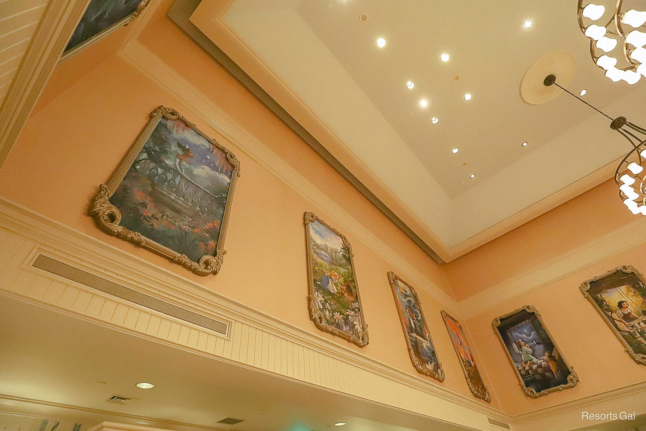 the room was lined with portraits of favorite Disney characters at 1900 Park Fare 