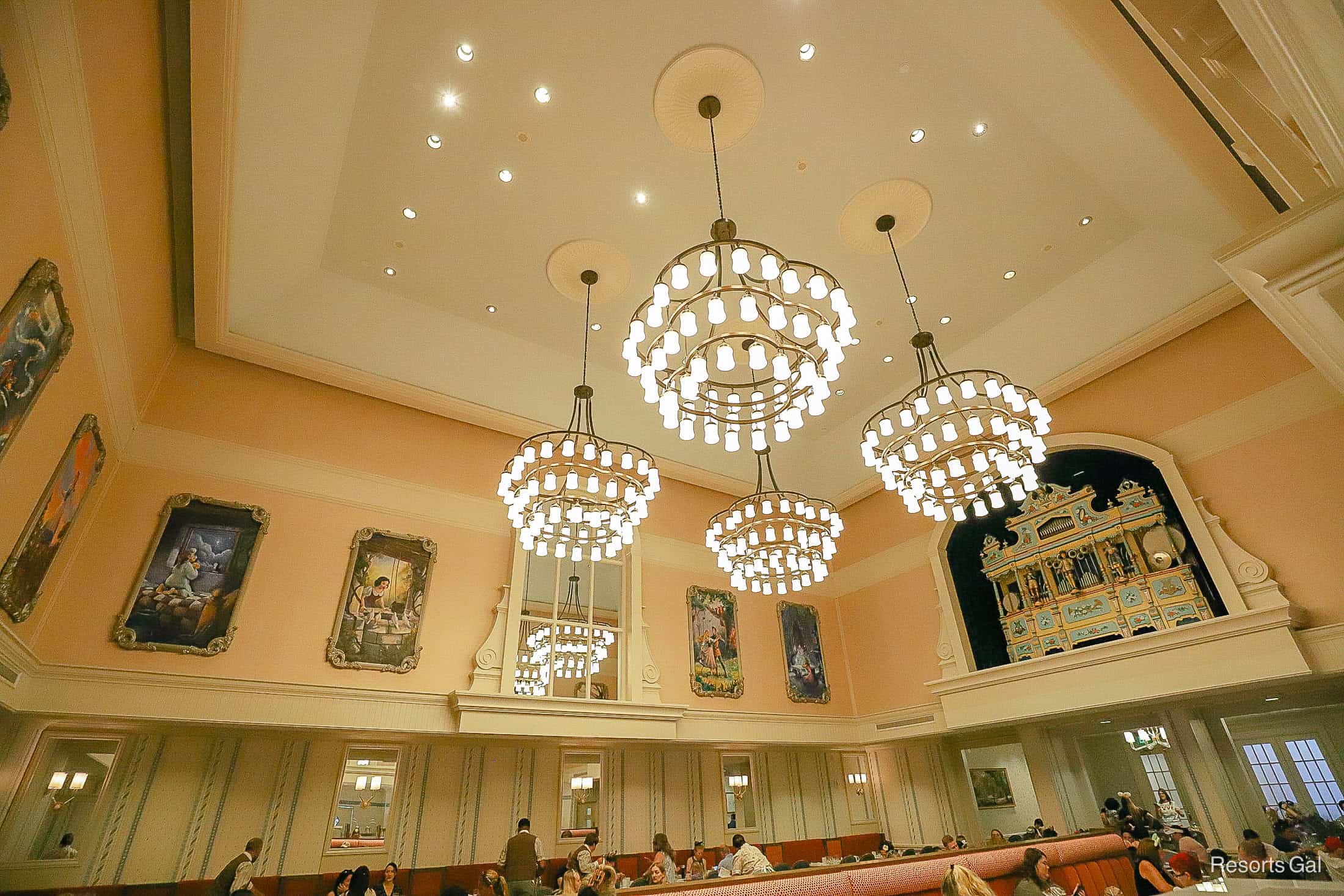 chandeliers hanging from the ceiling of 1900 Park Fare 