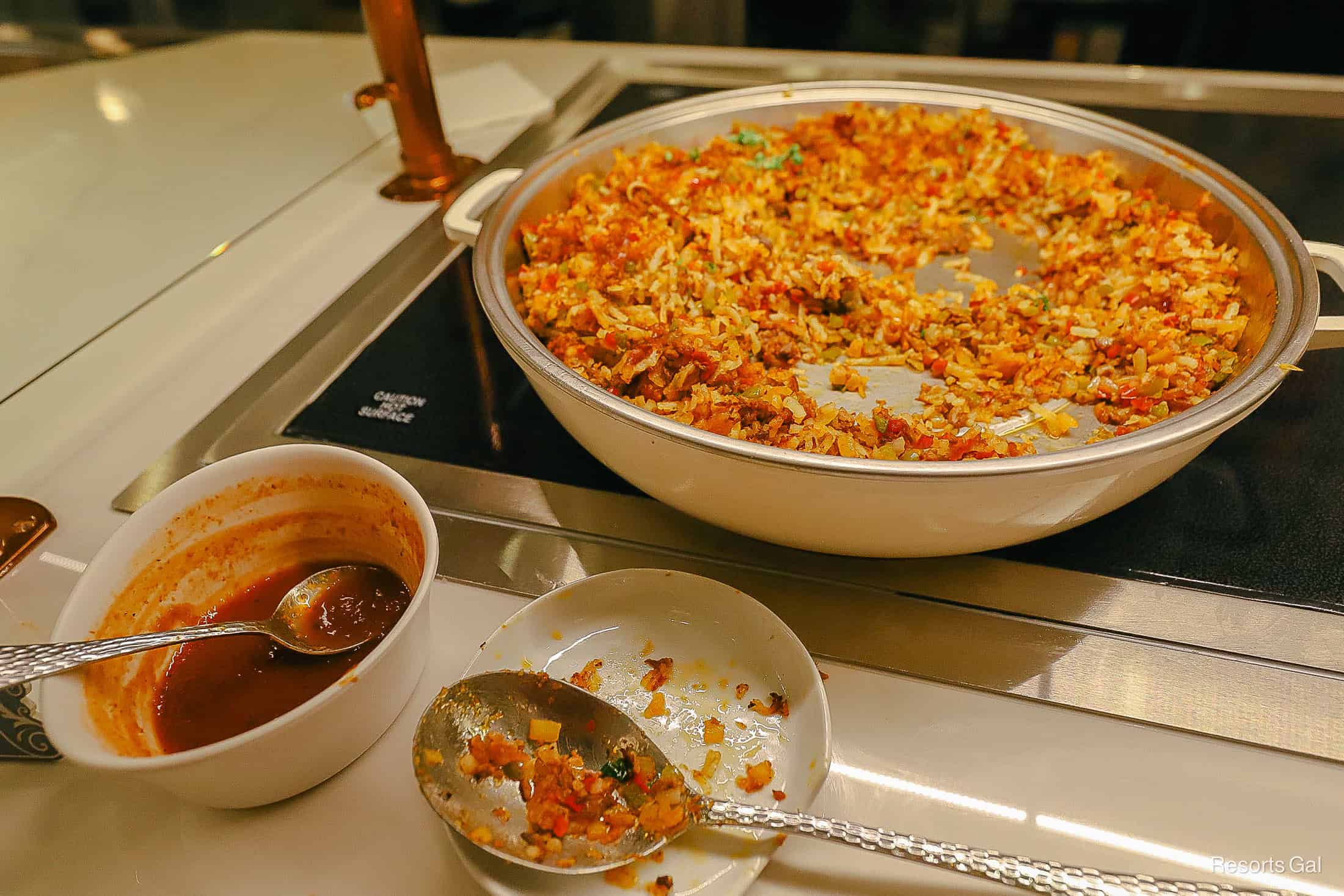 a tray with roast beef and potato hash at Grand Floridian's 1900 Park Fare 