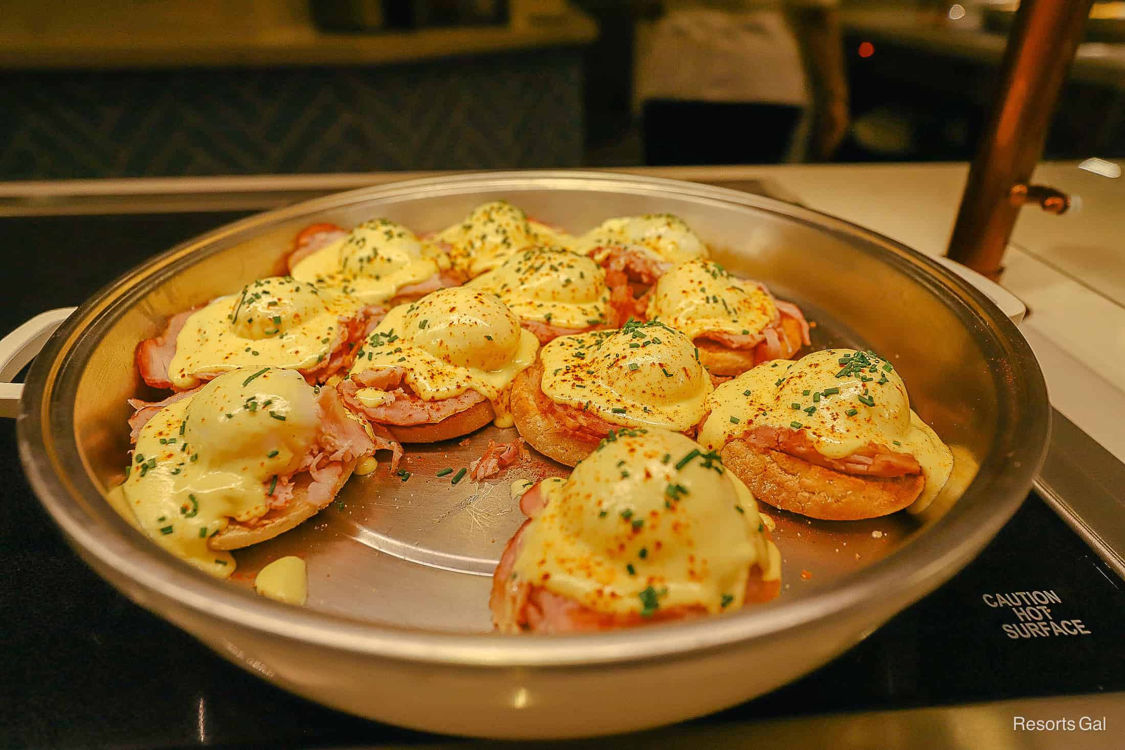 Eggs Benedict on the breakfast buffet at 1900 Park Fare 