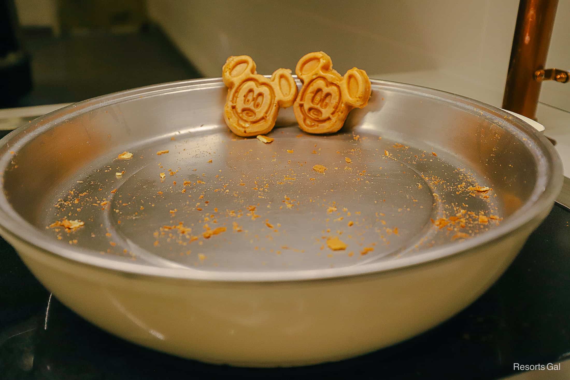 two Mickey-shaped waffles on the breakfast buffet at 1900 Park Fare 