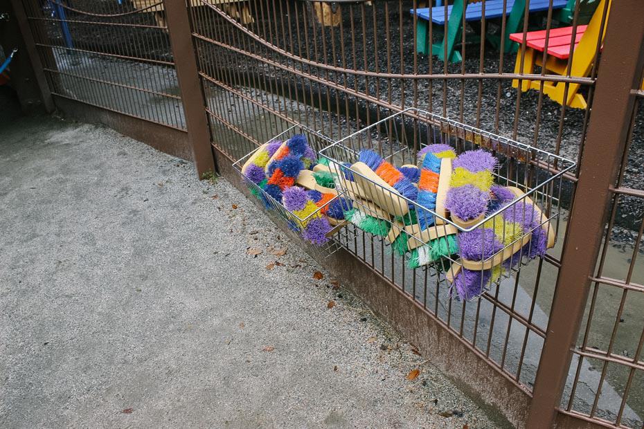 a bin with brushes at Affection Section at Disney's Animal Kingdom 