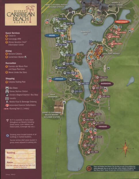 Disney's Caribbean Beach Resort Map 
