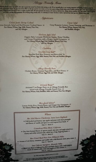 Grand Floridian Cafe Menu