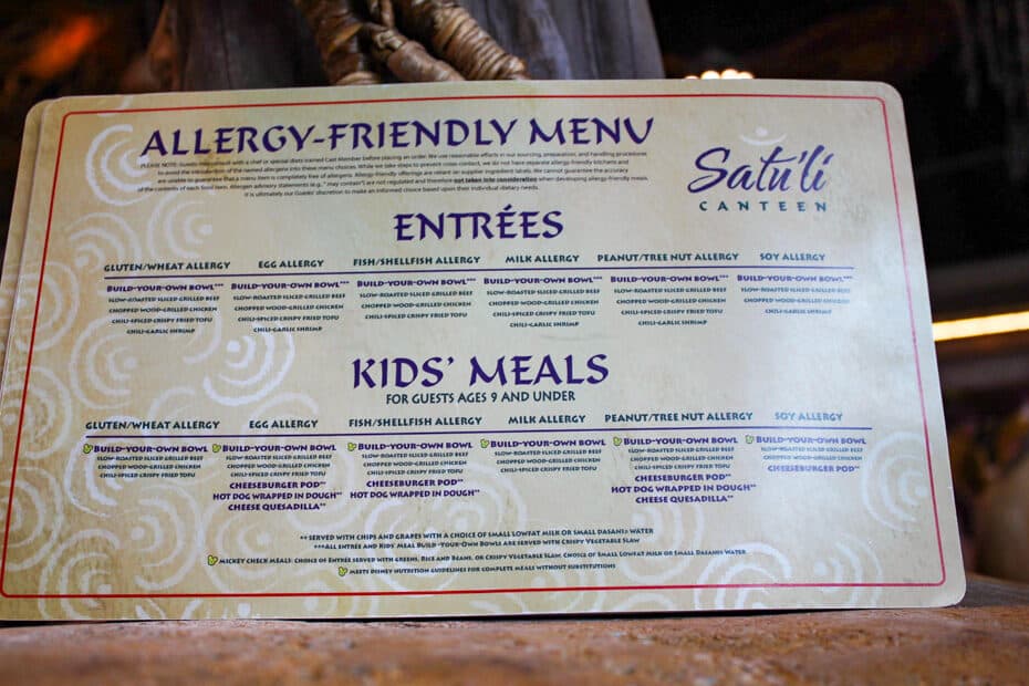 Satuli Canteen Allergy Menu