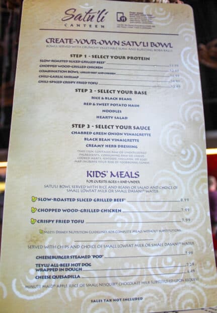 Satu'li Canteen Menu