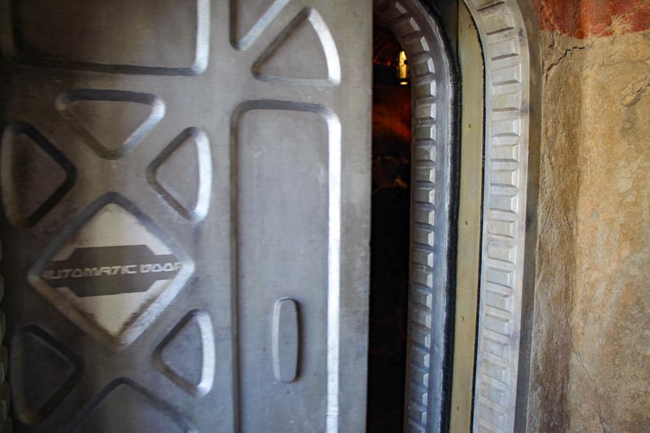 the automatic sliding door themed to a Star Wars movie