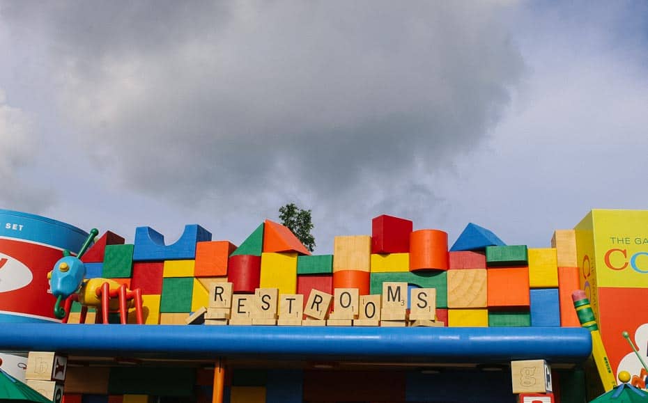 The restrooms in Toy Story Land