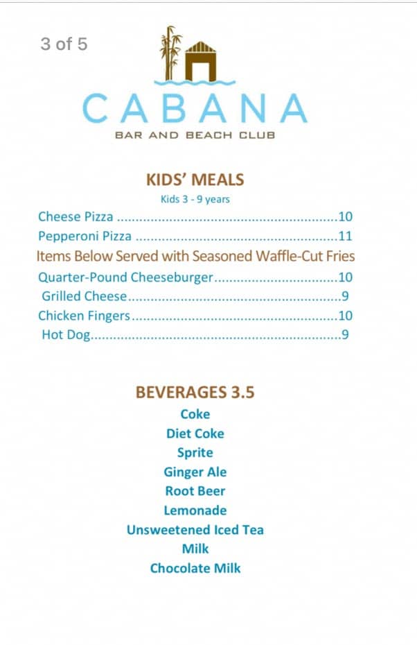 a menu with kids' meals and soda selections