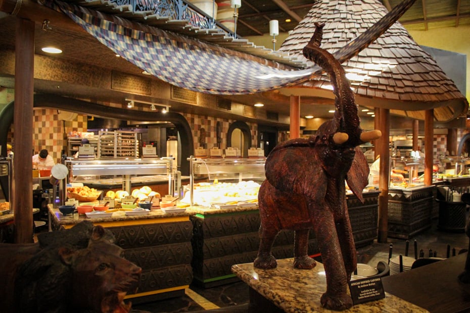 elephant statue in front of the Boma buffet 