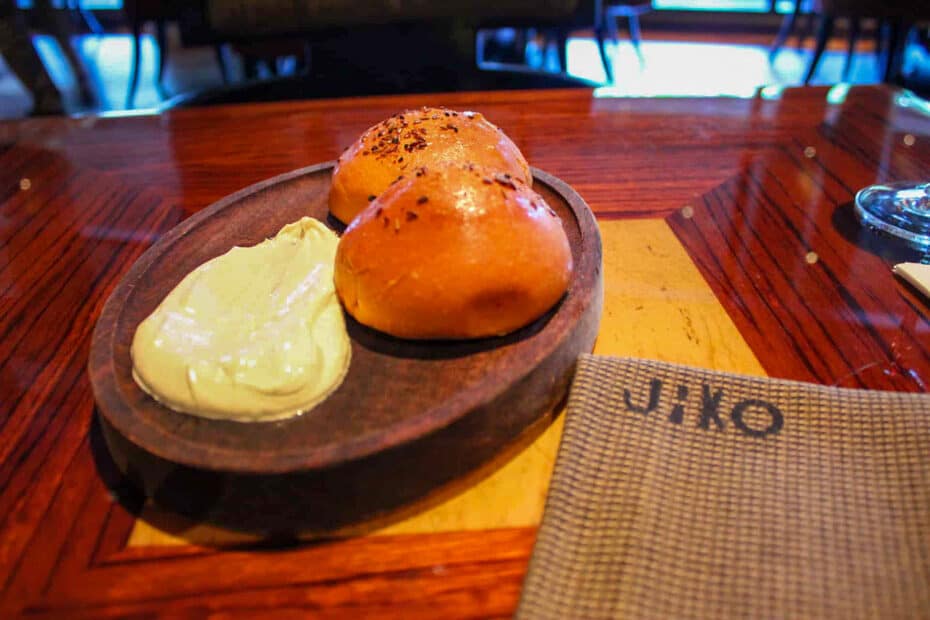 two rolls with buttery spread from Jiko, The Cooking Place