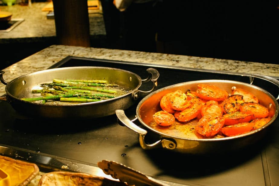 grilled asparagus and roasted tomatoes on the Boma Buffet 