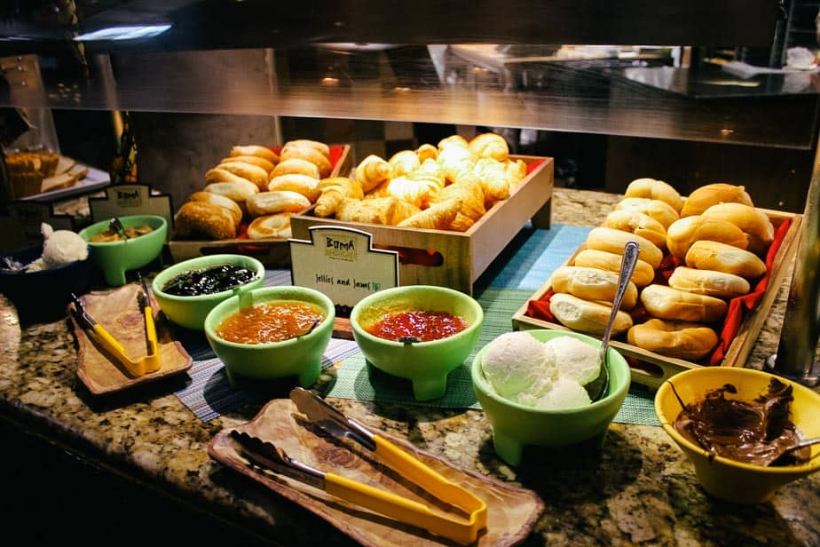 bagels, croissants and various spreads at Boma, Flavors of Africa at Animal Kingdom Lodge
