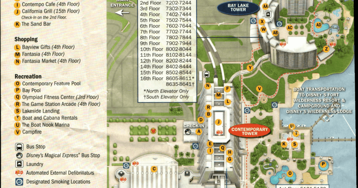 Disney’s Contemporary Resort Map Resorts Gal
