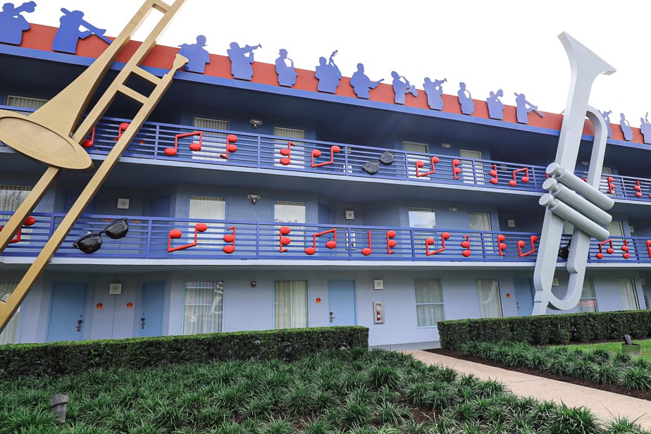 Trumpets and Trombones on the balconies of All-Star Music 