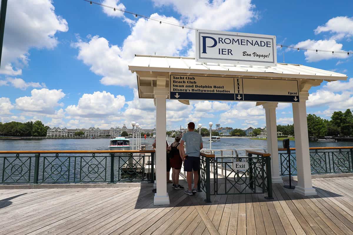 the Promenade Pier boat dock with guests waiting to board 