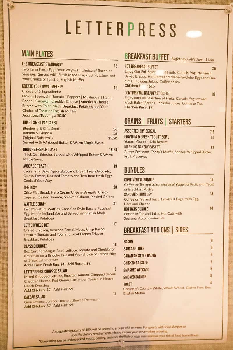 Letterpress Breakfast Buffet Review (Hilton Buena Vista Palace