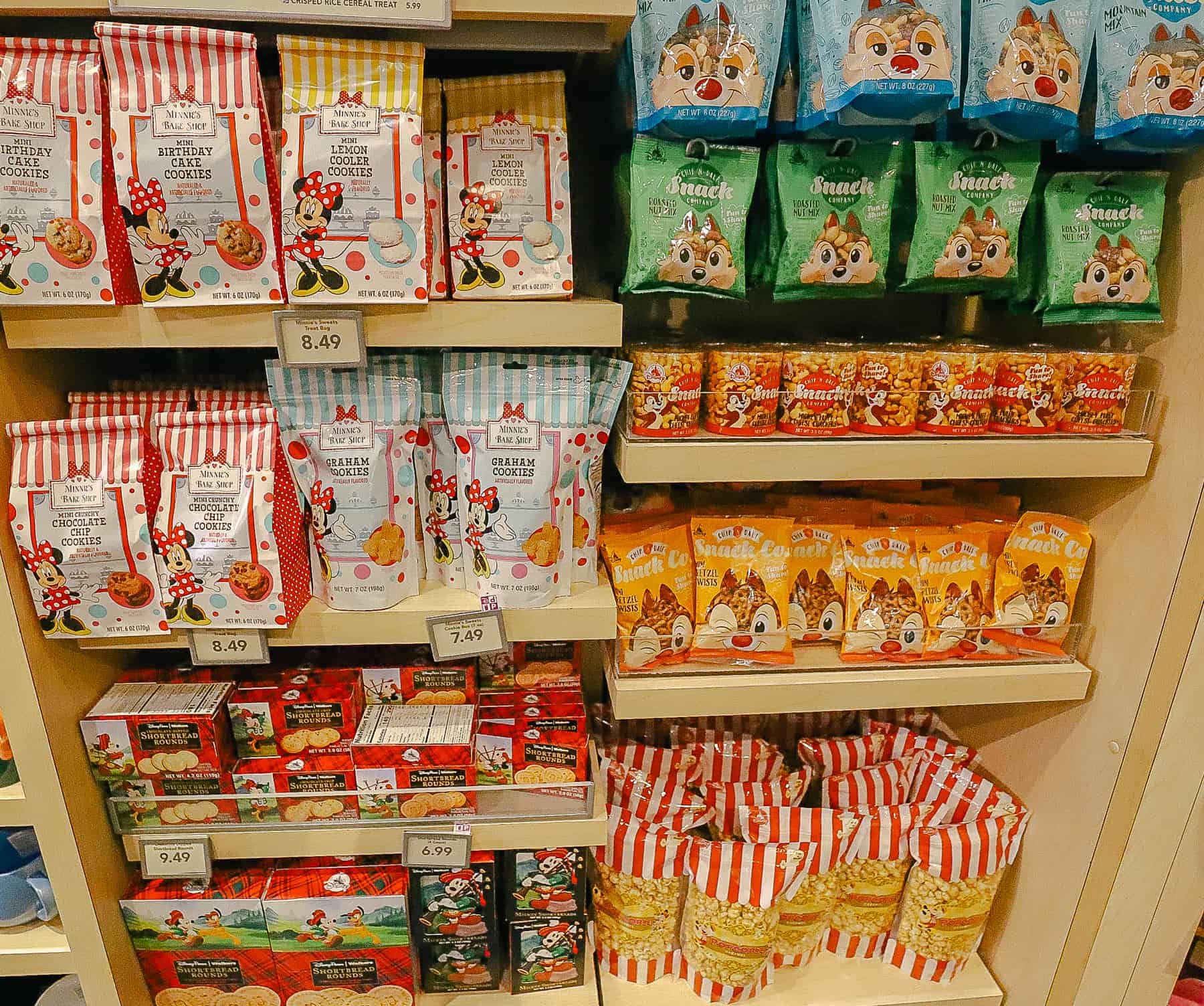 nuts, snack mixes, and cookies in the gift shop at All-Star Sports 