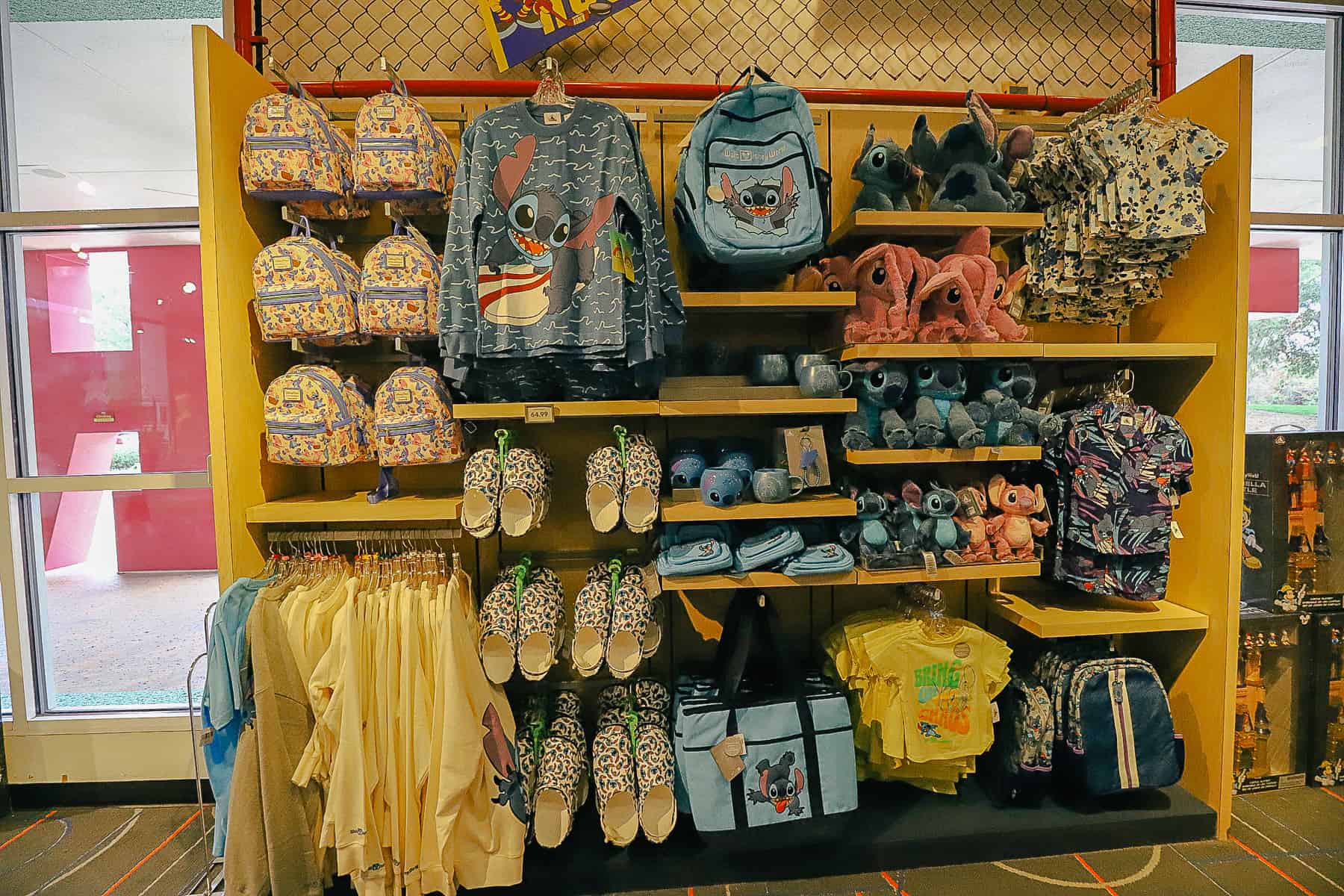 a display of Stitch merchandise at All-Star Sports gift shop
