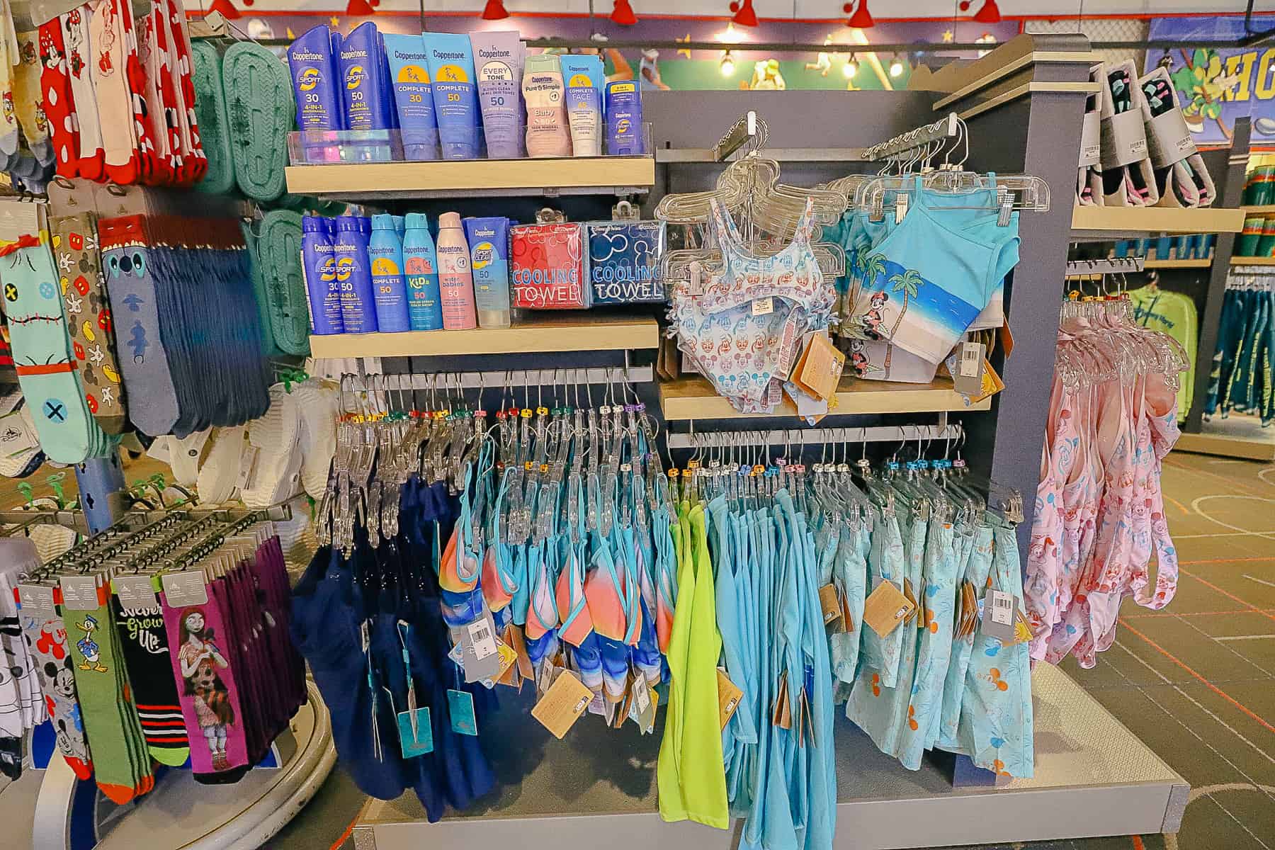 swimwear display with accessories at Sport Goofy Gifts 