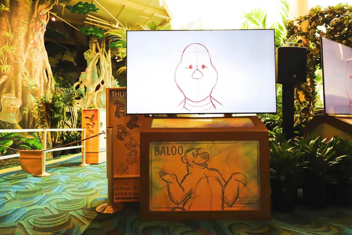 the shape of Piglet on the screen at Disney's Animation Experience at Conservation Station 