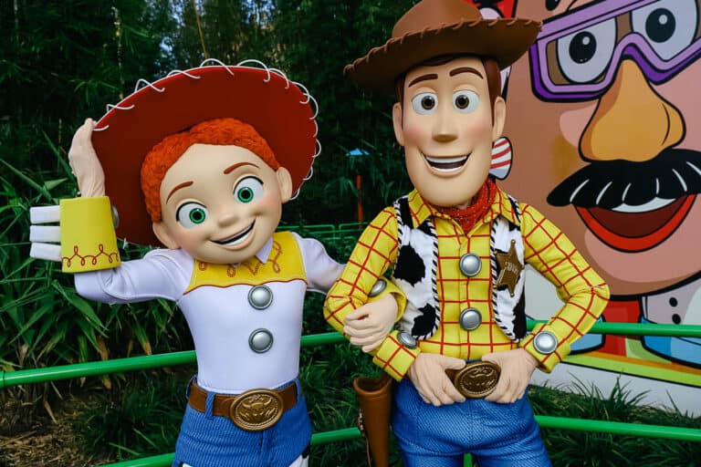 Woody and Jessie at their Toy Story Land meet-and-greet