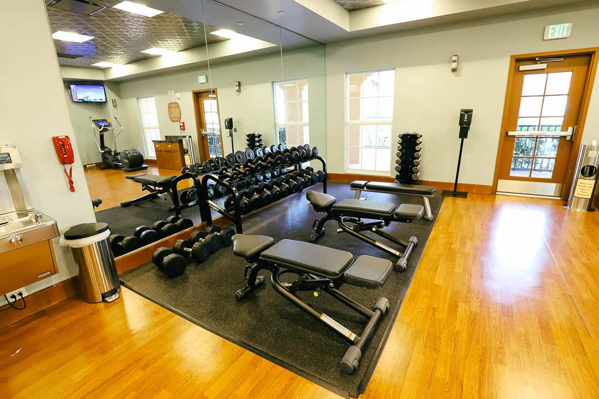 weights and benches at Coronado Springs gym 