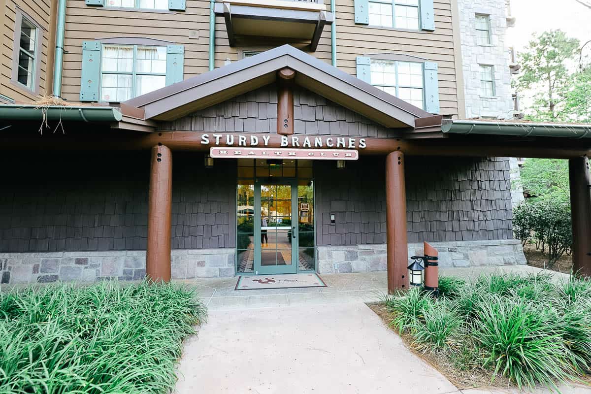 the entrance to Sturdy Branches Health Club at Wilderness Lodge 