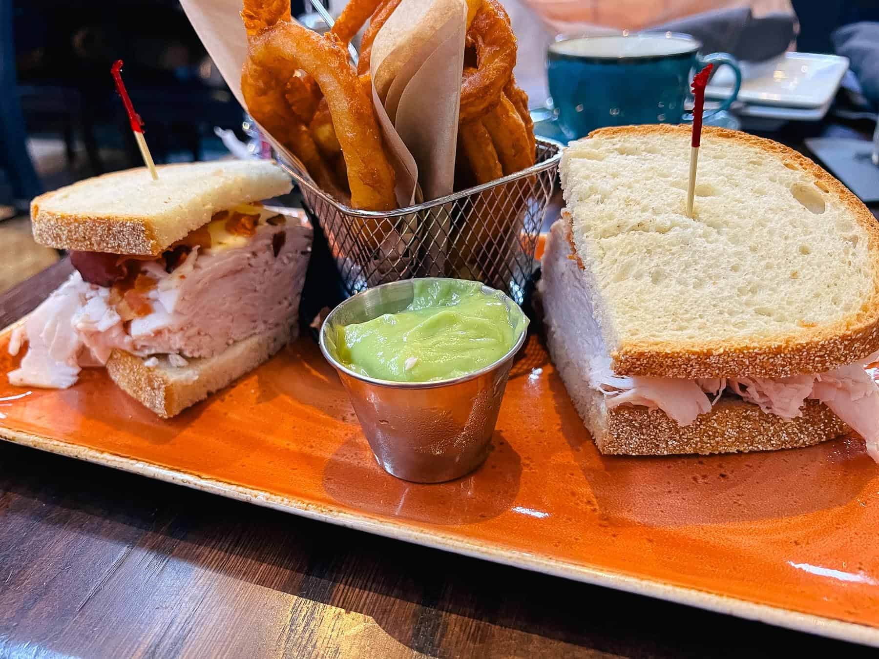 Turkey sandwich and onion rings from Rix Sports Bar at Coronado Springs