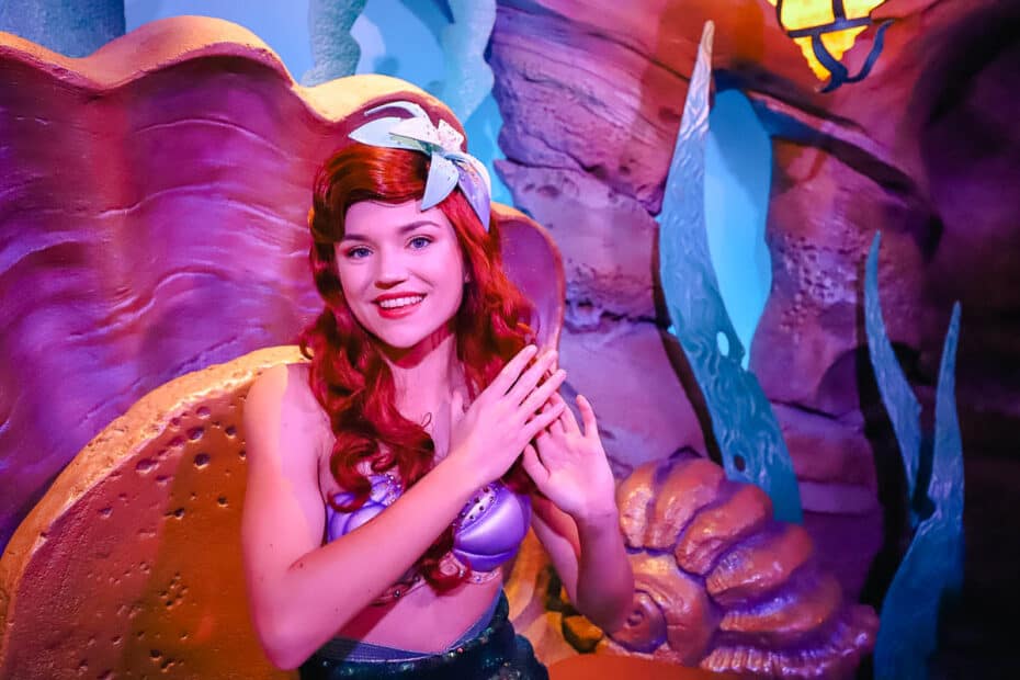 Ariel at her character meet and greet at her grotto.