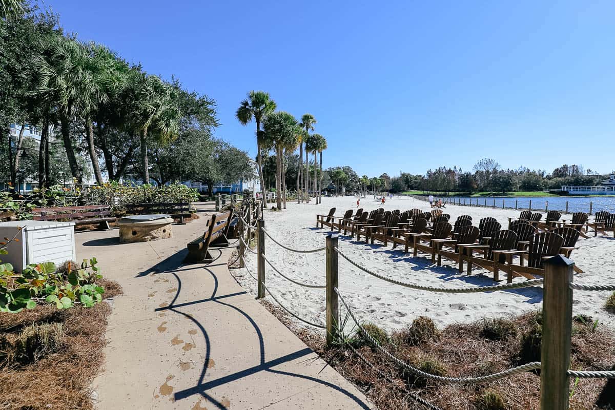 Beach on Crescent Lake at Disney's Yacht Club 