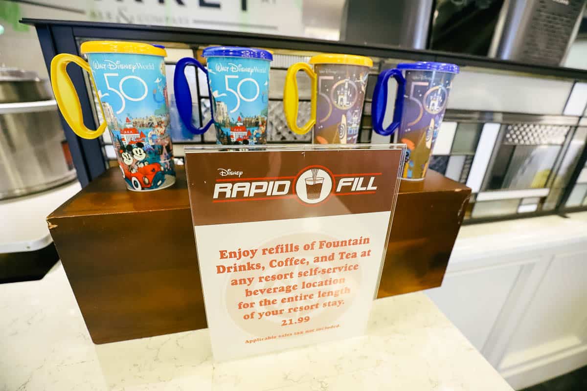 Rapid Fill mugs at Disney's Yacht Club 