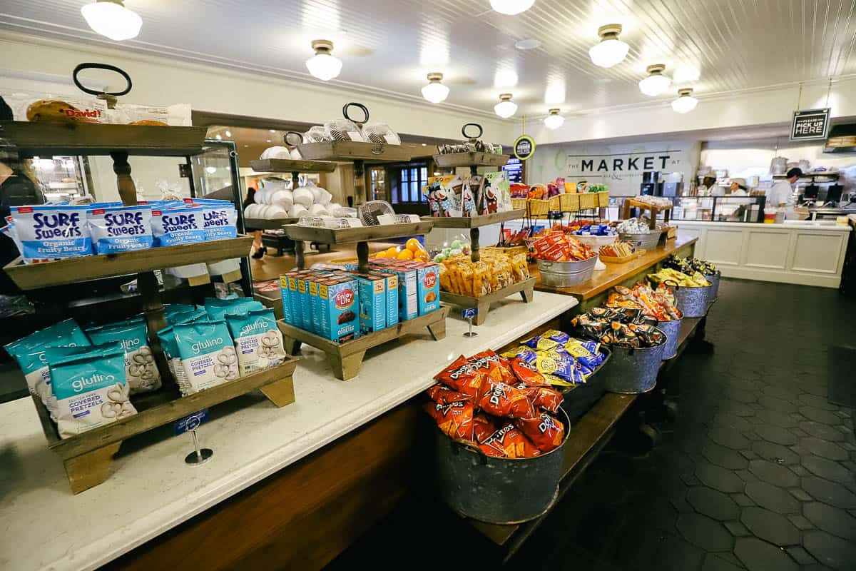 Chips, Candy, and other items for sale in the Yacht Club's quick service. 