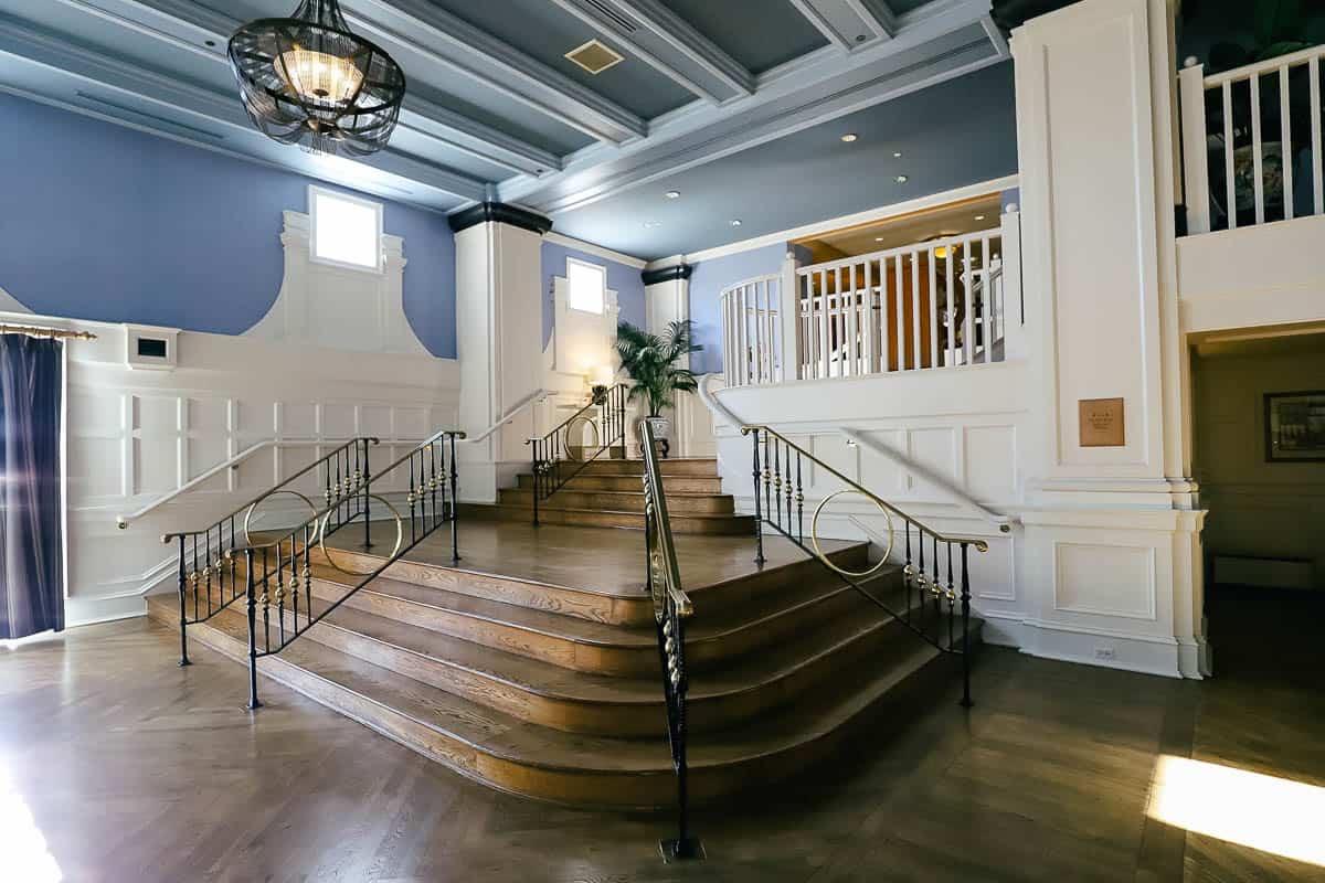 Staircase leading up the the 2nd floor in the Yacht Club lobby. 