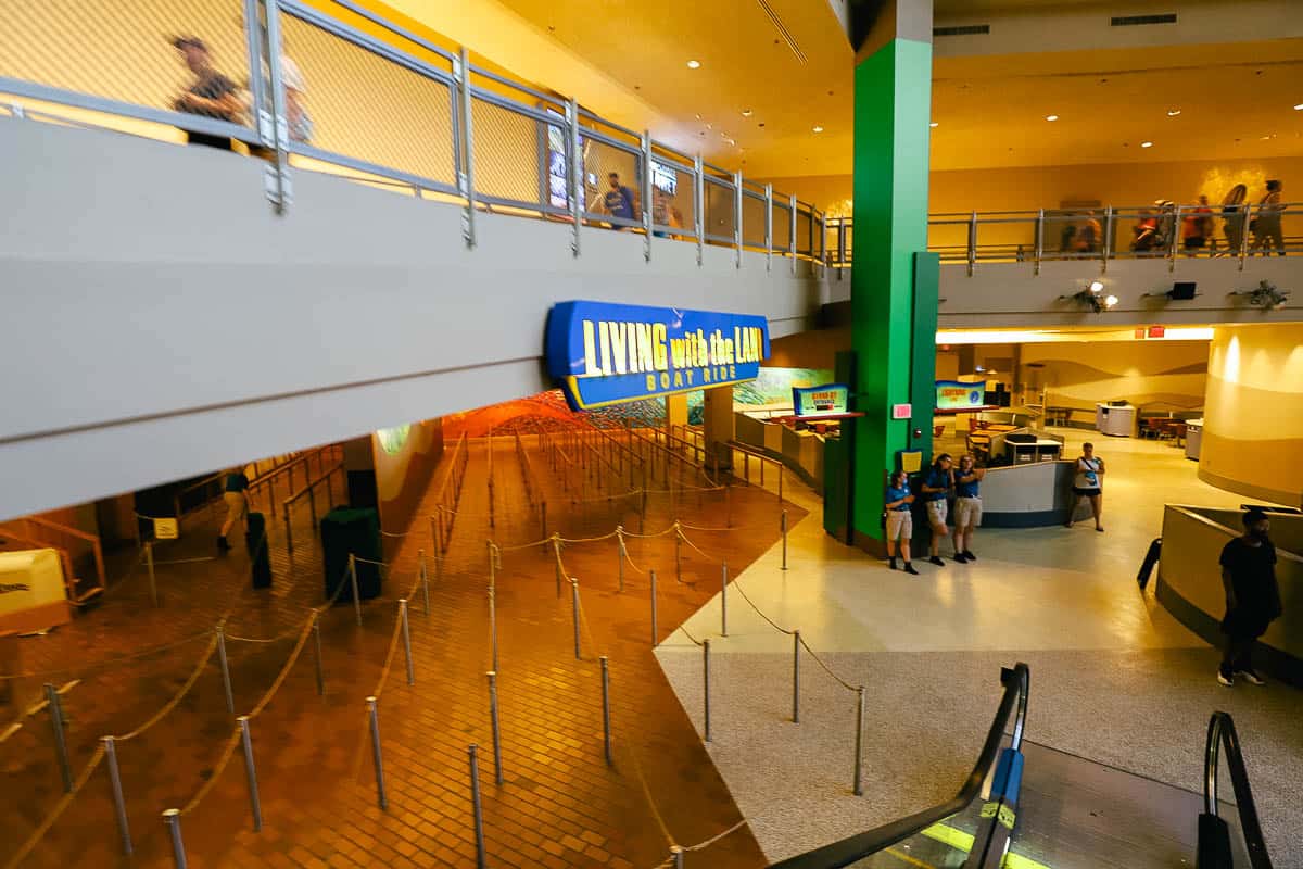 Living with the Land at the bottom of the escalator in the Land Pavilion. 