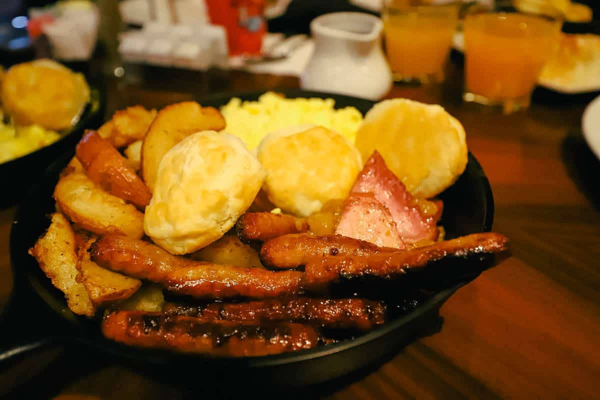 Breakfast Skillet at 'Ohana has ham, sausage, biscuits, a