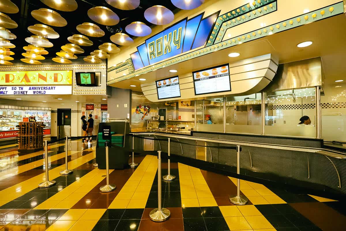 a view of the World Premiere Food Court  with the Roxy section 