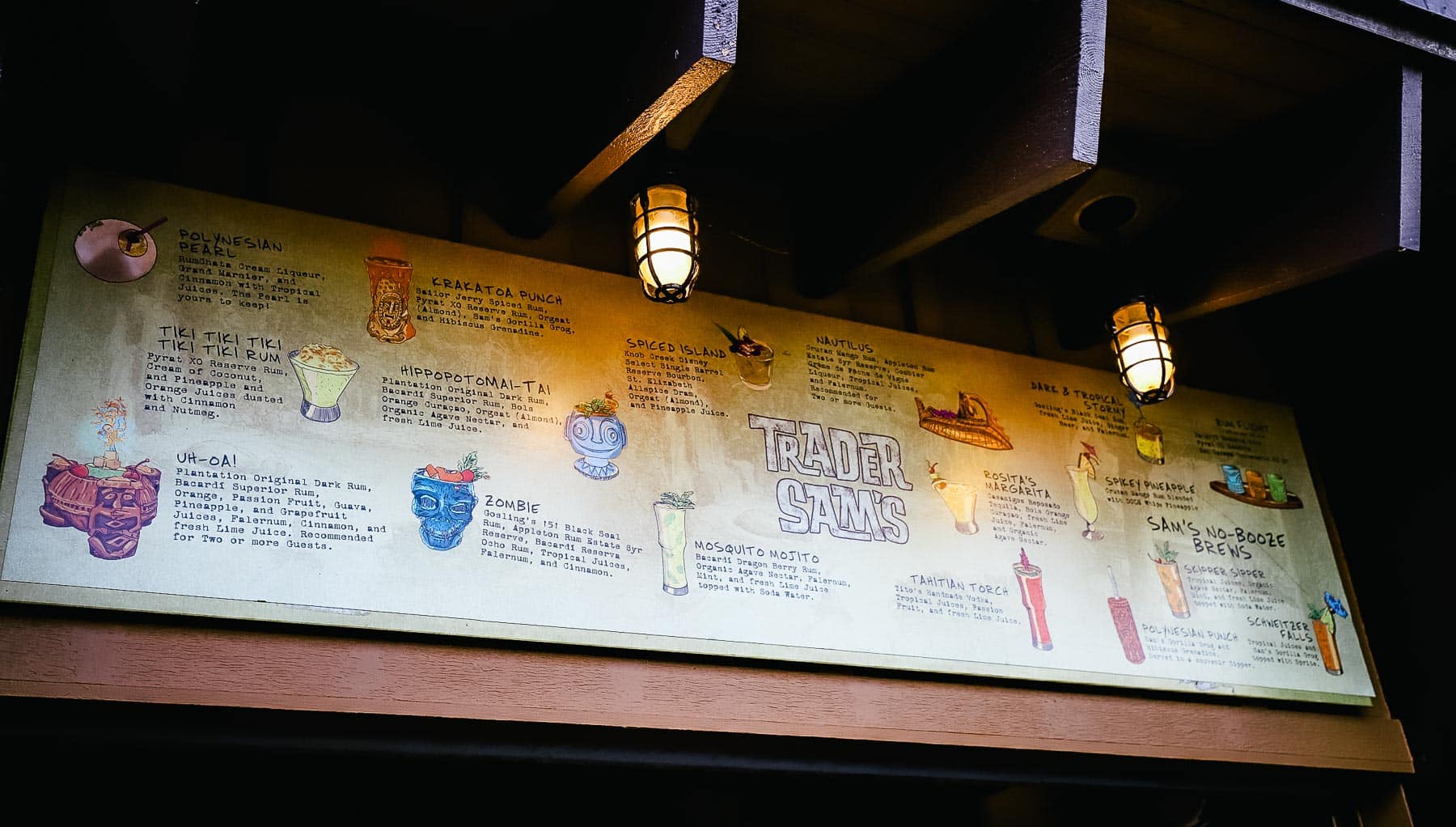 Trader Sam's menu 