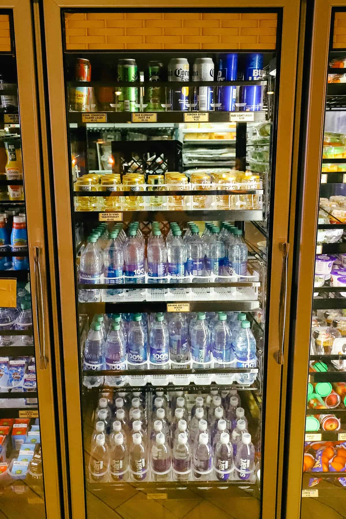 Bottled Water, individual wine and beer options