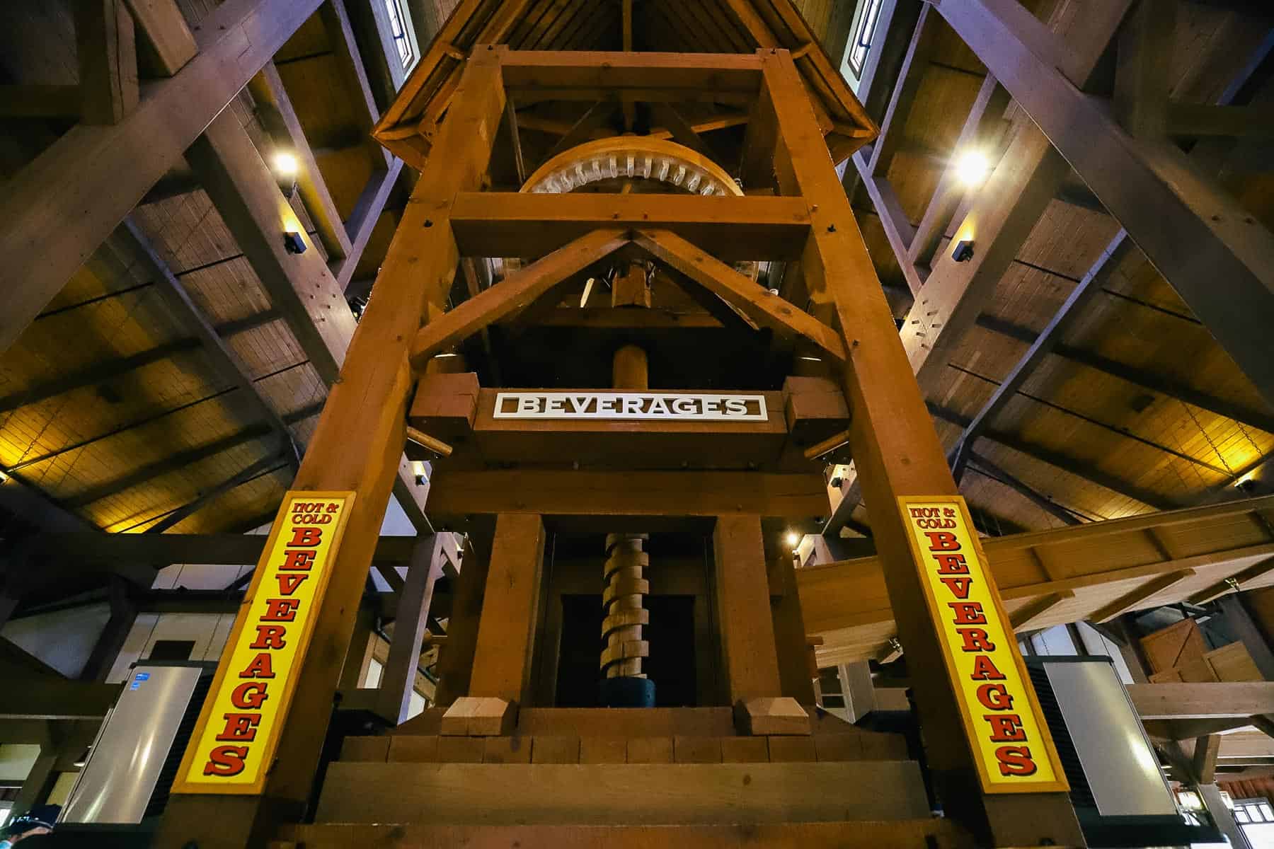 the interior working cotton press in Riverside Mill Food court