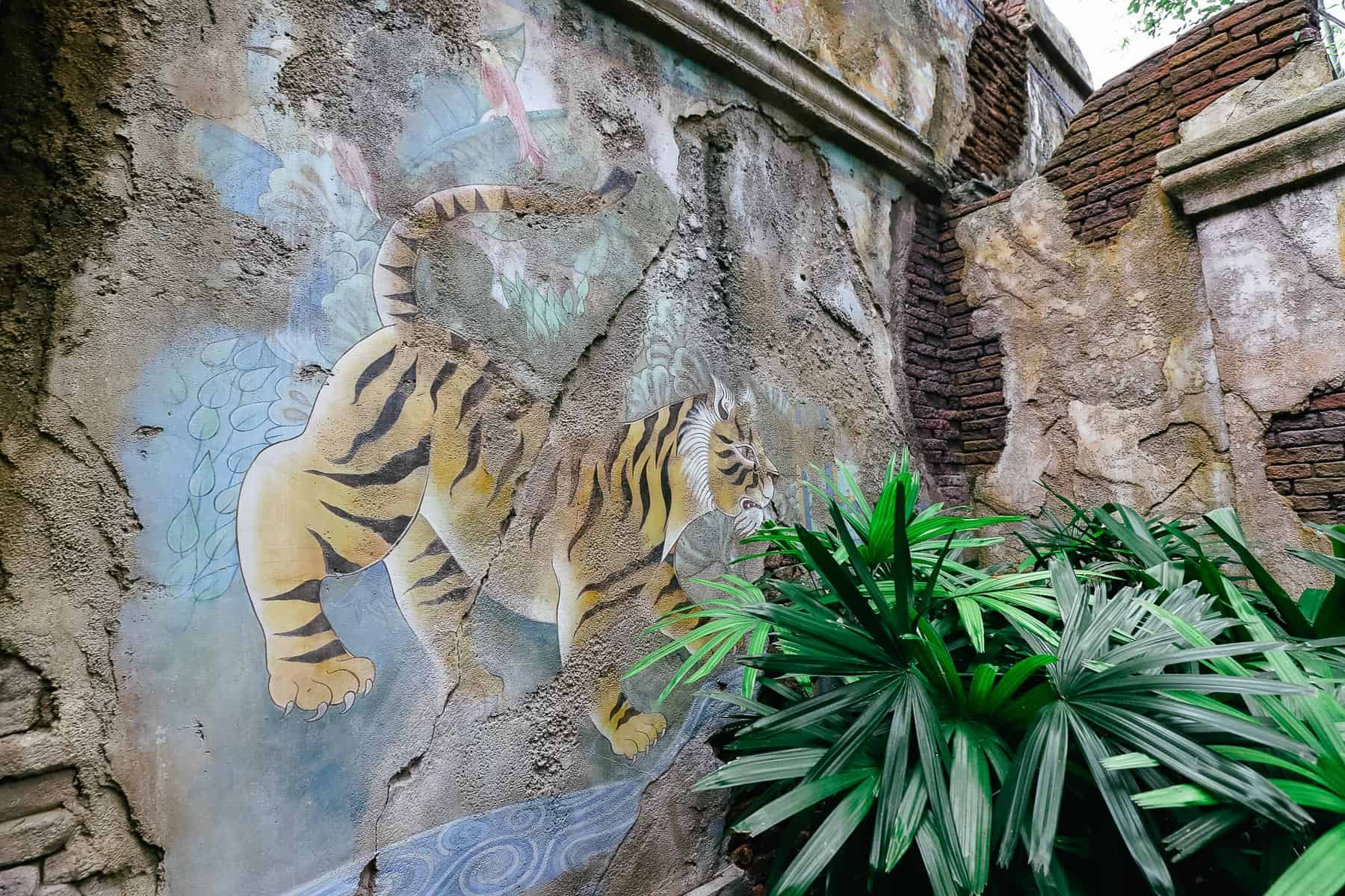 a mural on the Maharajah Jungle Trek with a tiger 