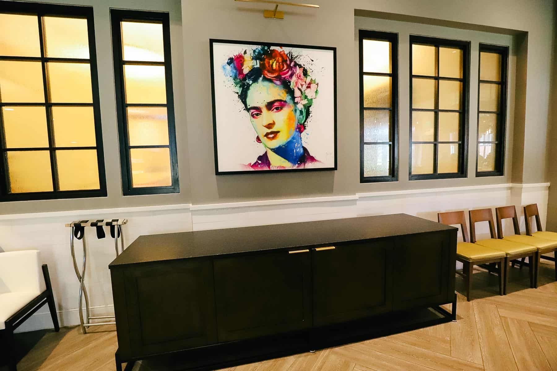 artwork on the wall of the restaurant