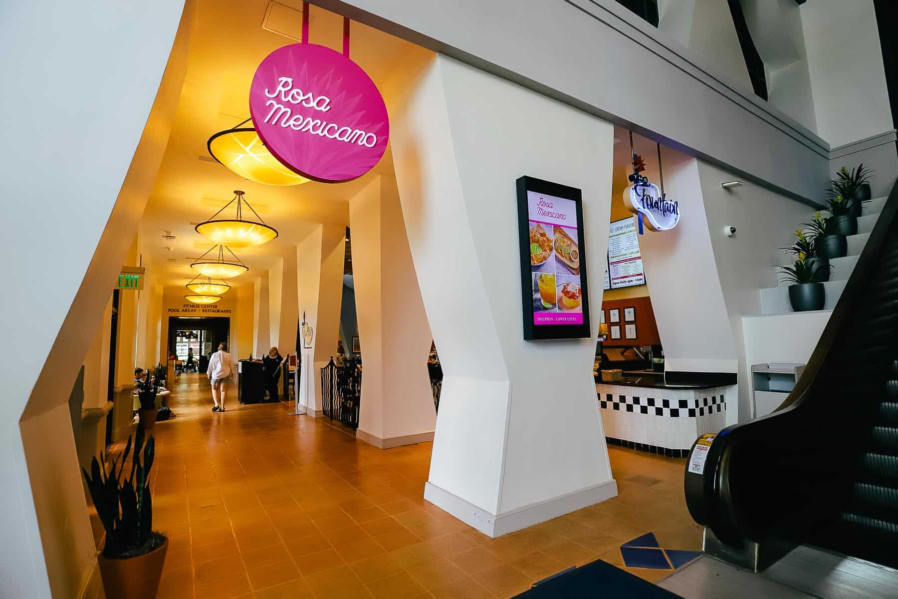 a pink sign for Rosa Mexicano