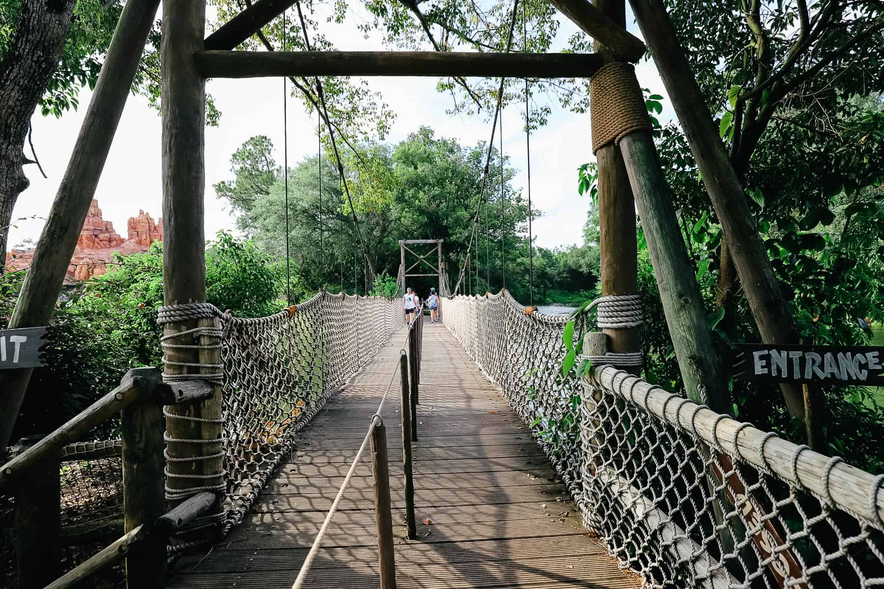 a bridge across Tom Sawyer Island that leads to Fort Langhorn