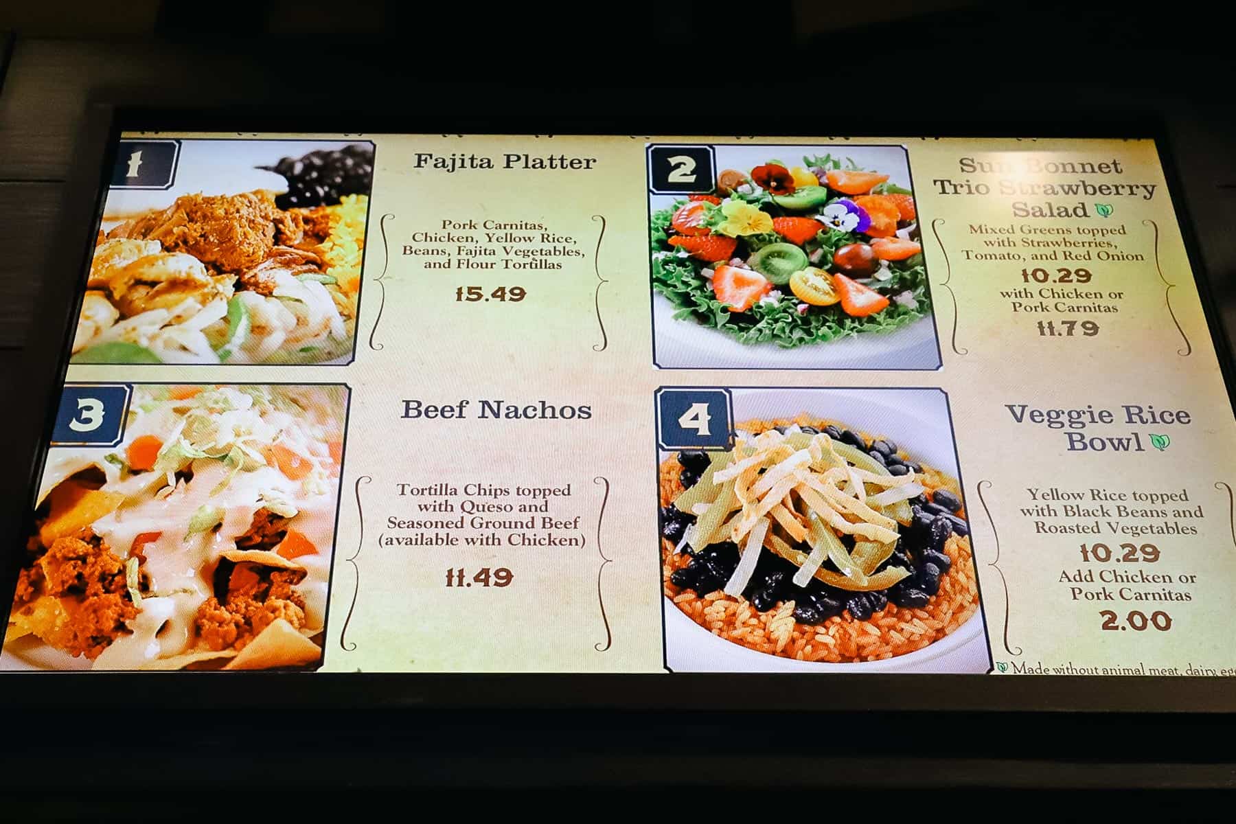 Menu Board in Frontierland