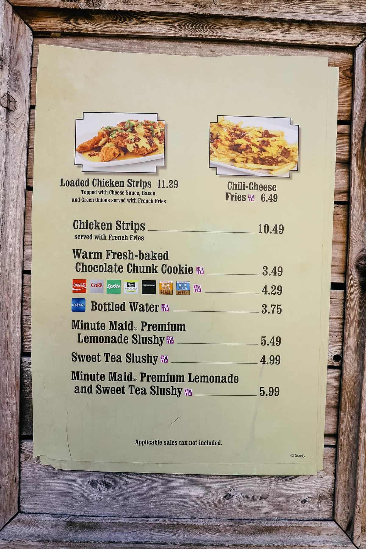 Menu Board for Golden Oak Outpost