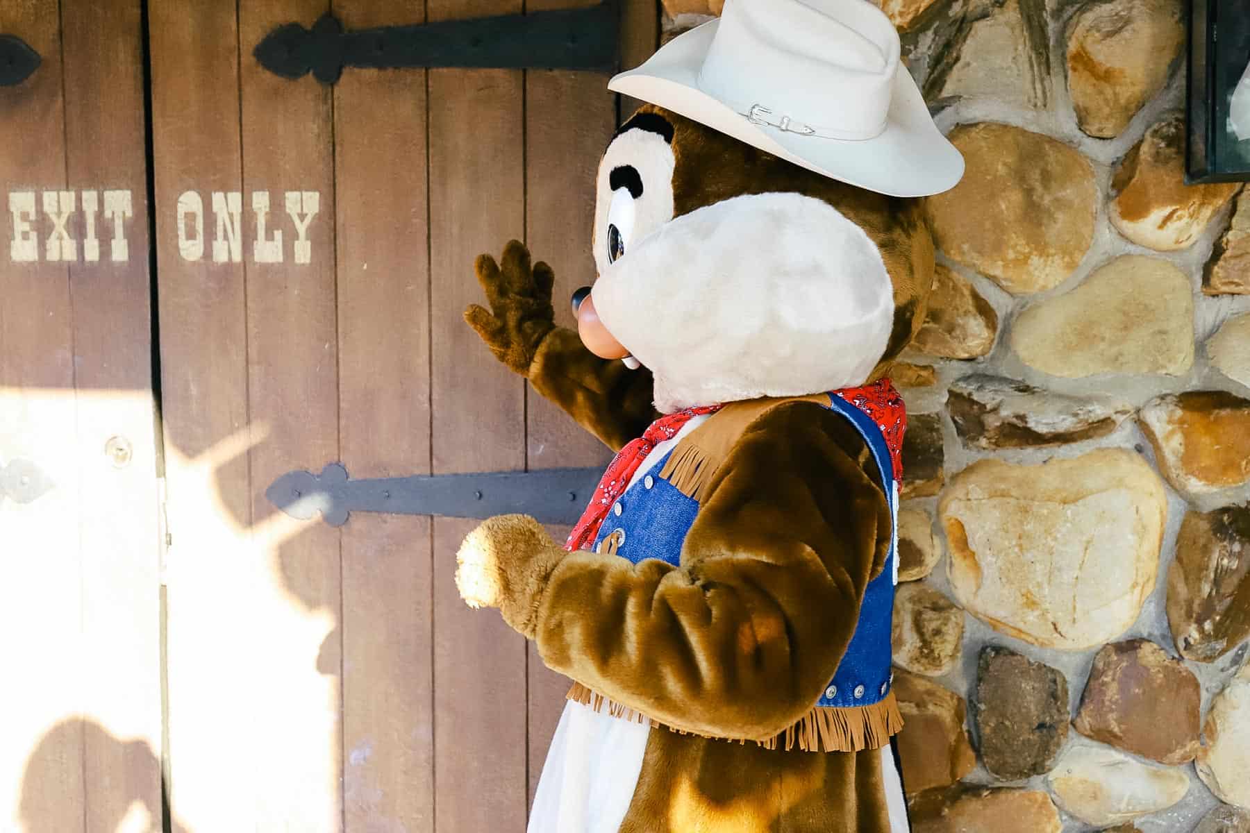 Chip in Western wear as he prepares for the Frontierland Hoedown.