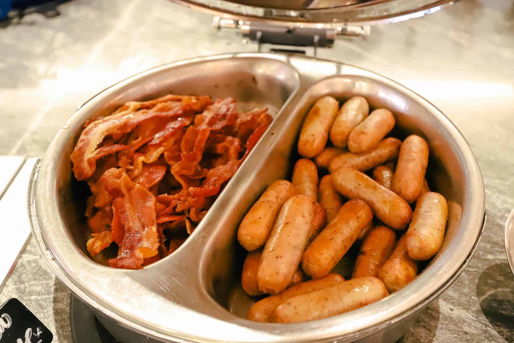 Bacon and Sausage on Amare breakfast buffet. 